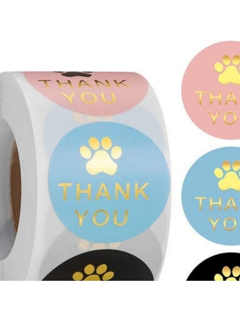 Thank you stickers Dog paws 1" 500pcs each roll.